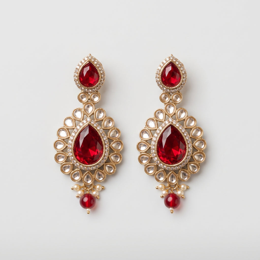 Polki Ruby Earrings