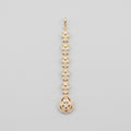 Kundan Crystal Tikka gold maang tikka with clear crystal chain and teardrop pendant on gray background