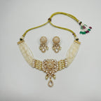 Kundan White Bead Necklace Set