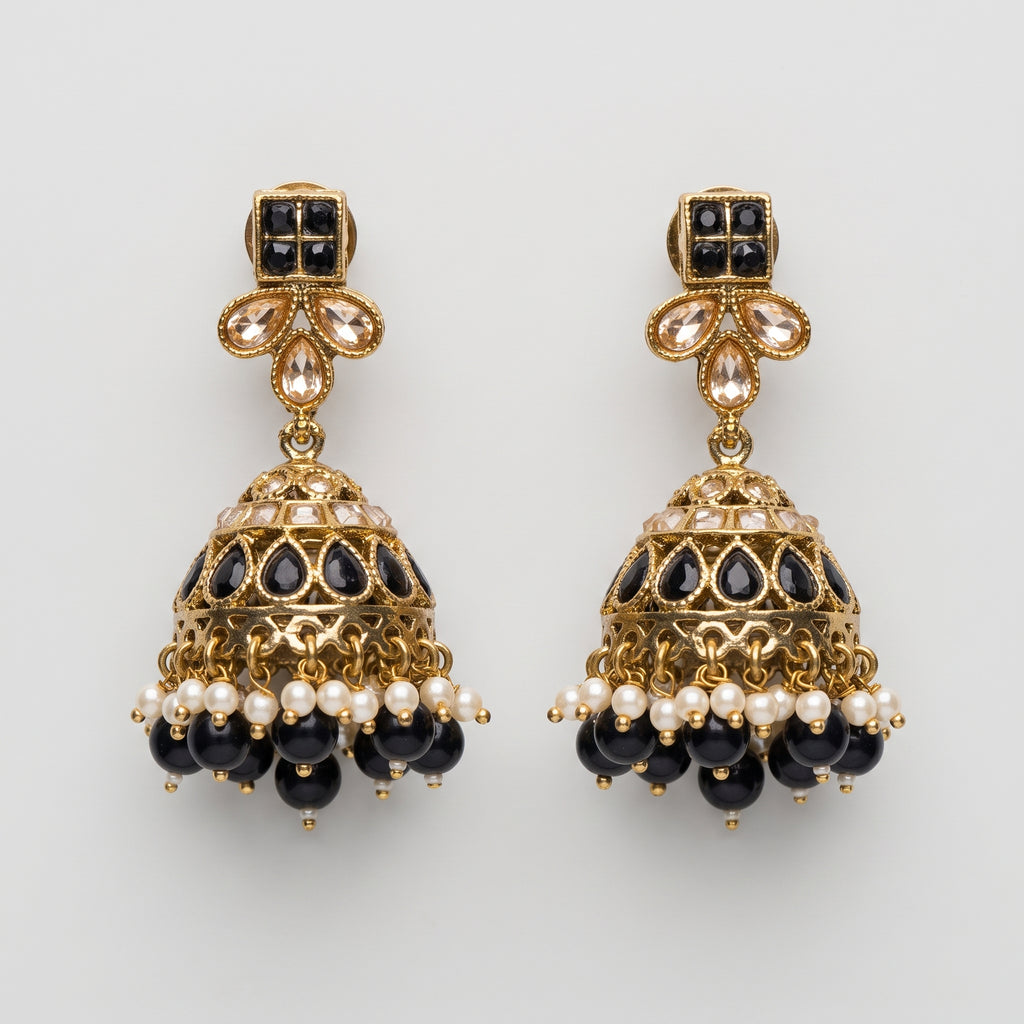 Onyx Jhumka Earrings