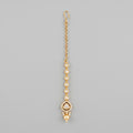 Noor Golden Tikka gold-tone maang tikka with pearl drop on gray background