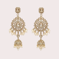 Champagne Polki Jhumka Earrings gold tiered polki jhumkas with champagne stones and pearl fringe
