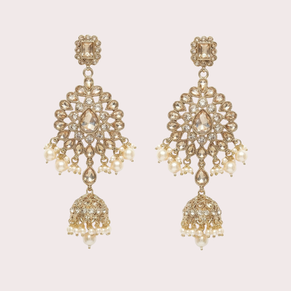 Champagne Polki Jhumka Earrings