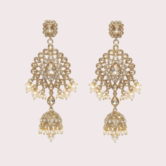 Champagne Polki Jhumka Earrings