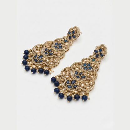 Midnight Blue Polki Drop Earrings