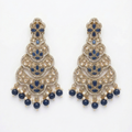 Midnight Blue Polki Drop Earrings gold-plated drop earrings for Indian bridal and festive wear