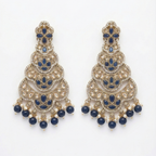 Midnight Blue Polki Drop Earrings gold-plated drop earrings for Indian bridal and festive wear