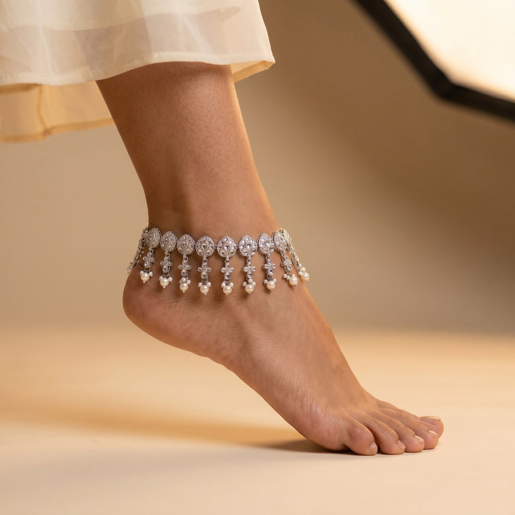 Crystal Pearl Anklets