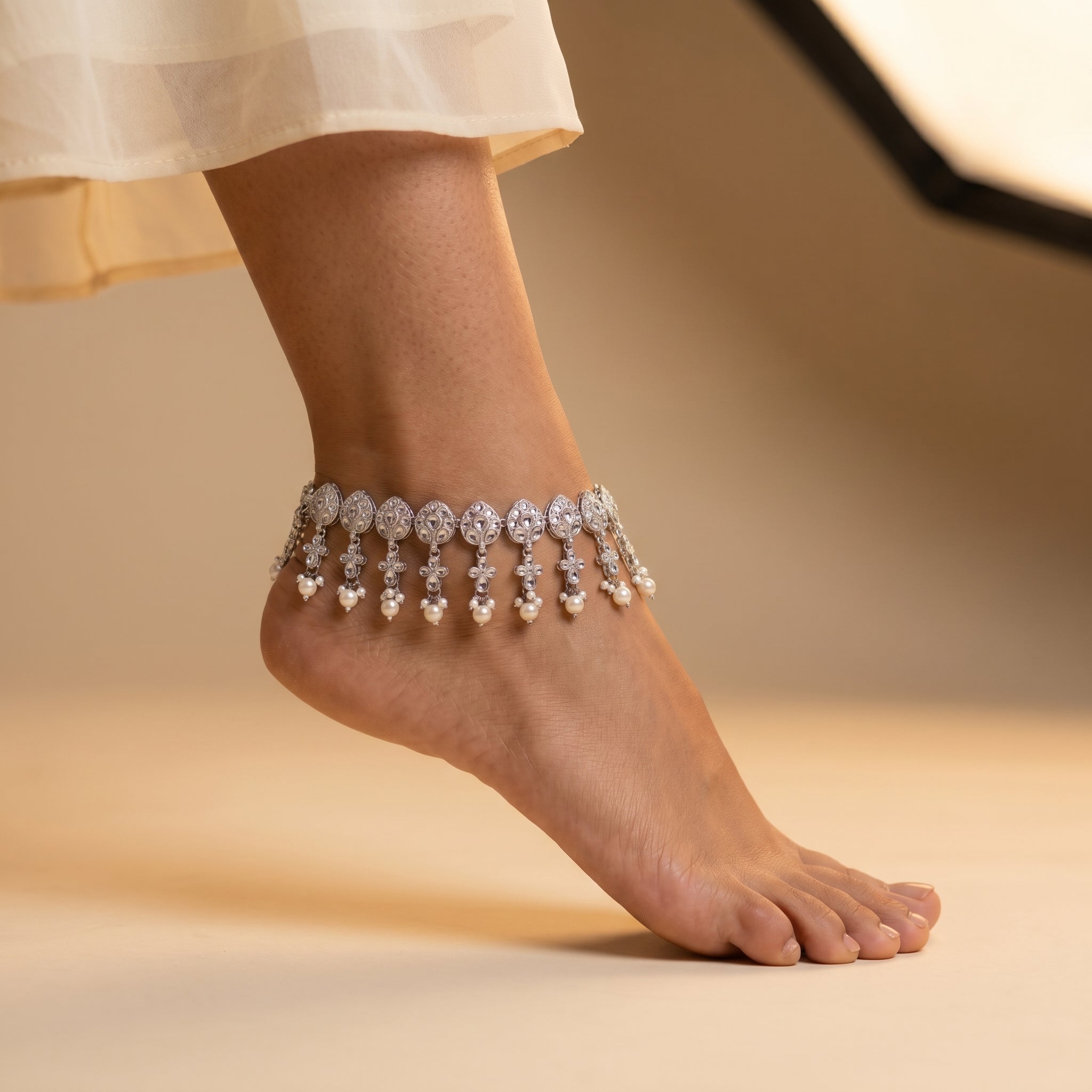 Polki Pearl Anklet