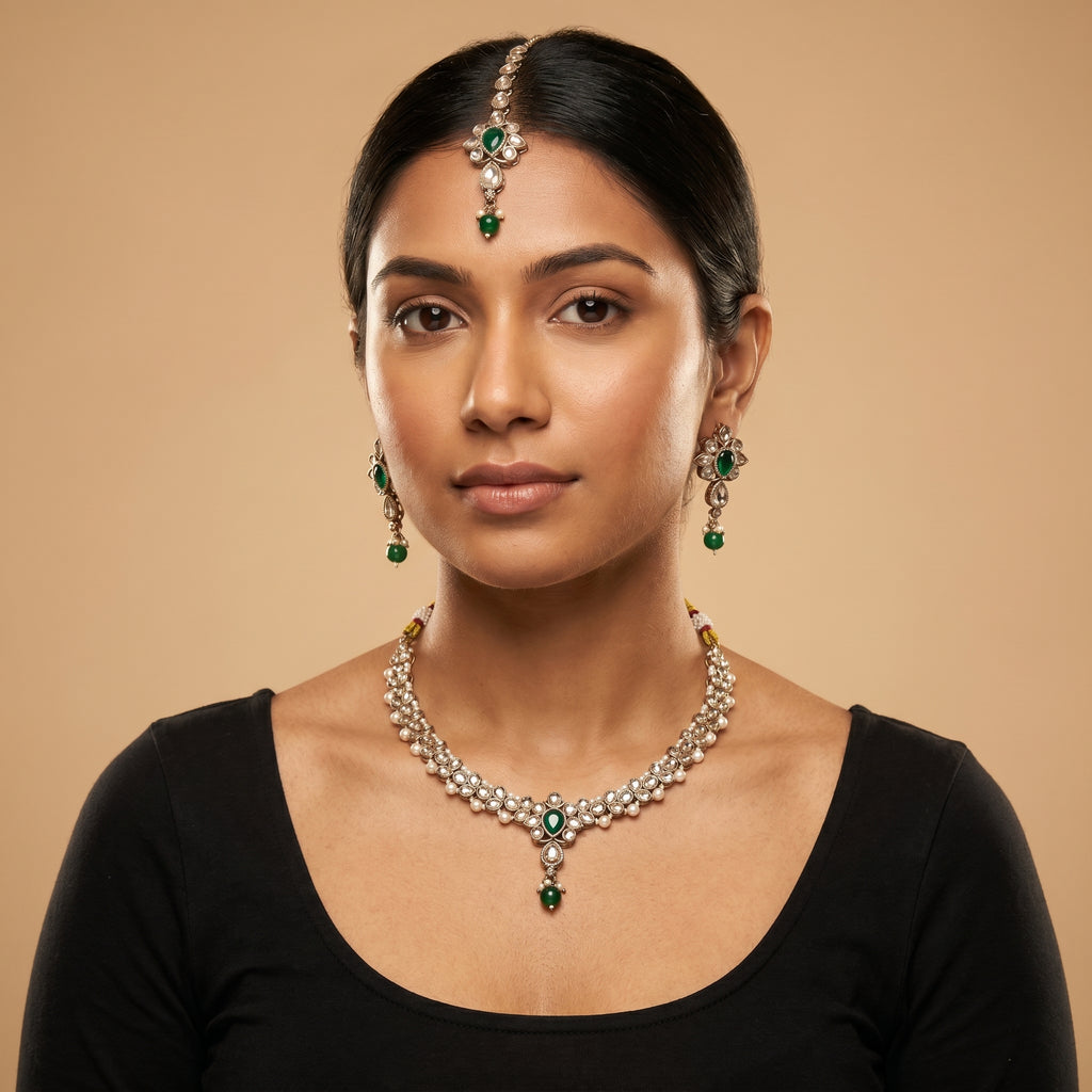 Jadau Green Necklace