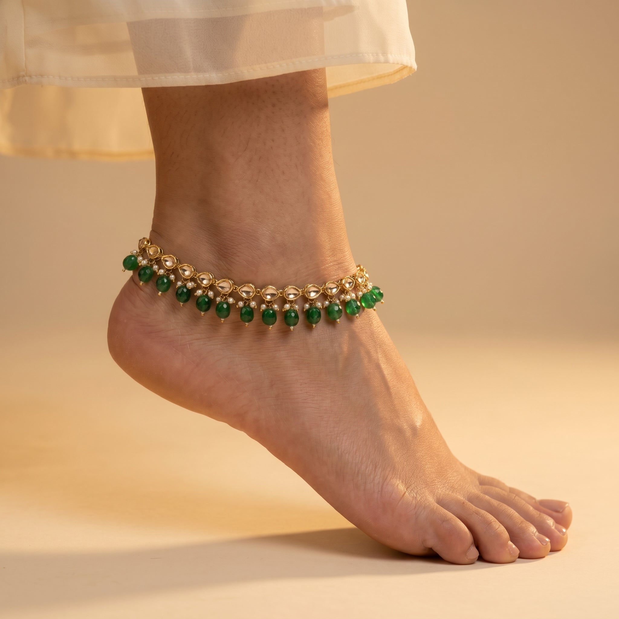 Emerald Pearl Anklets