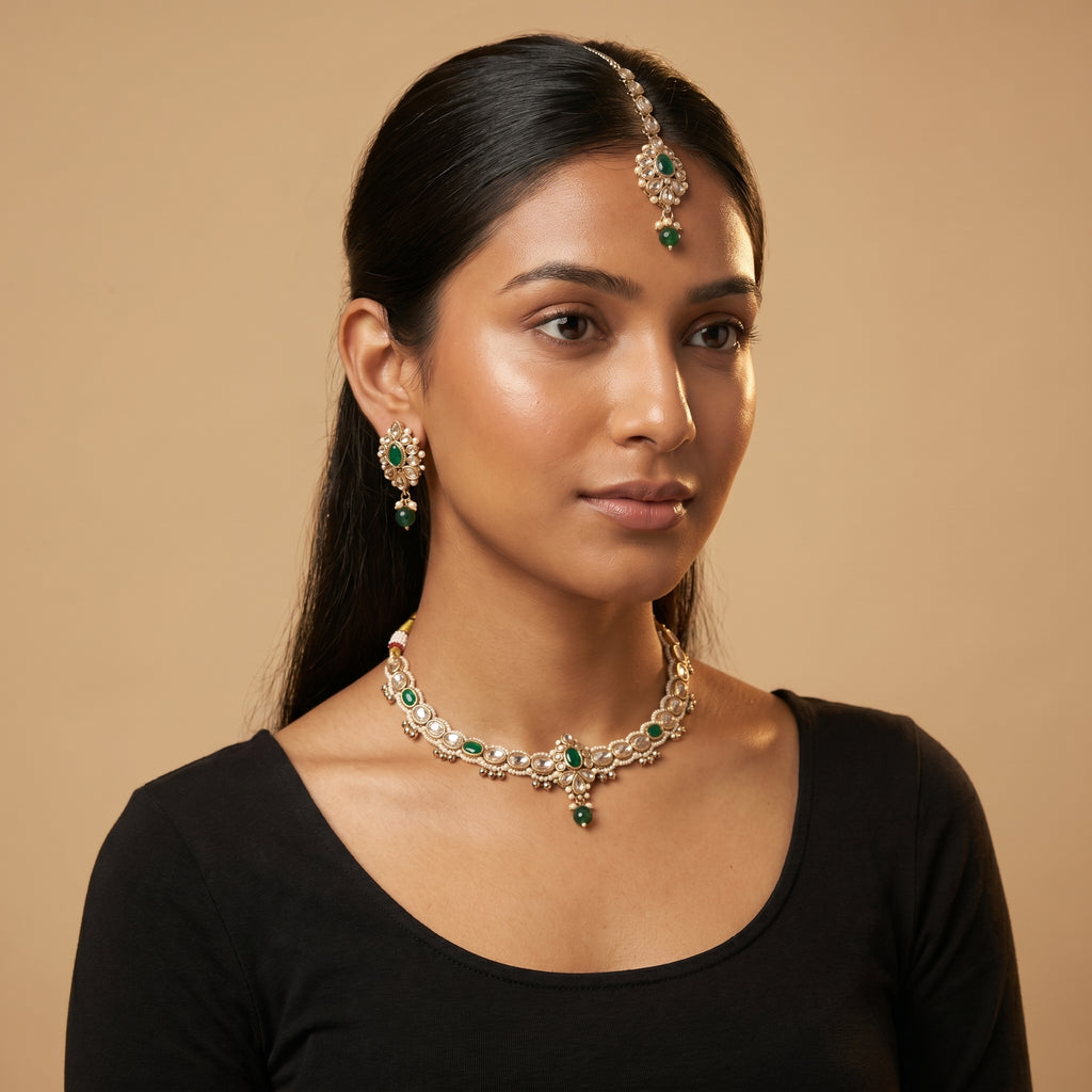 Kundan Emerald Necklace