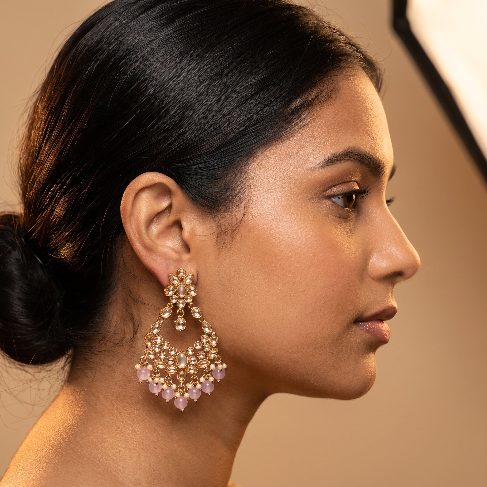 Gulabi Moti Earrings