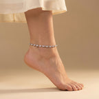 Noor Anklet detail of teardrop stone settings and clasp