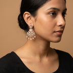 Rani Pink Earrings detail showing pink stones and crystal lattice body
