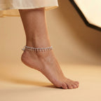 Sia Crystal Anklet detail showing crystal fringe and ghungroo cluster
