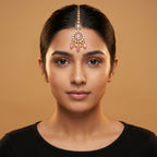 Rani Gulabi Tikka detail showing pink teardrop centerpiece and crystal halo