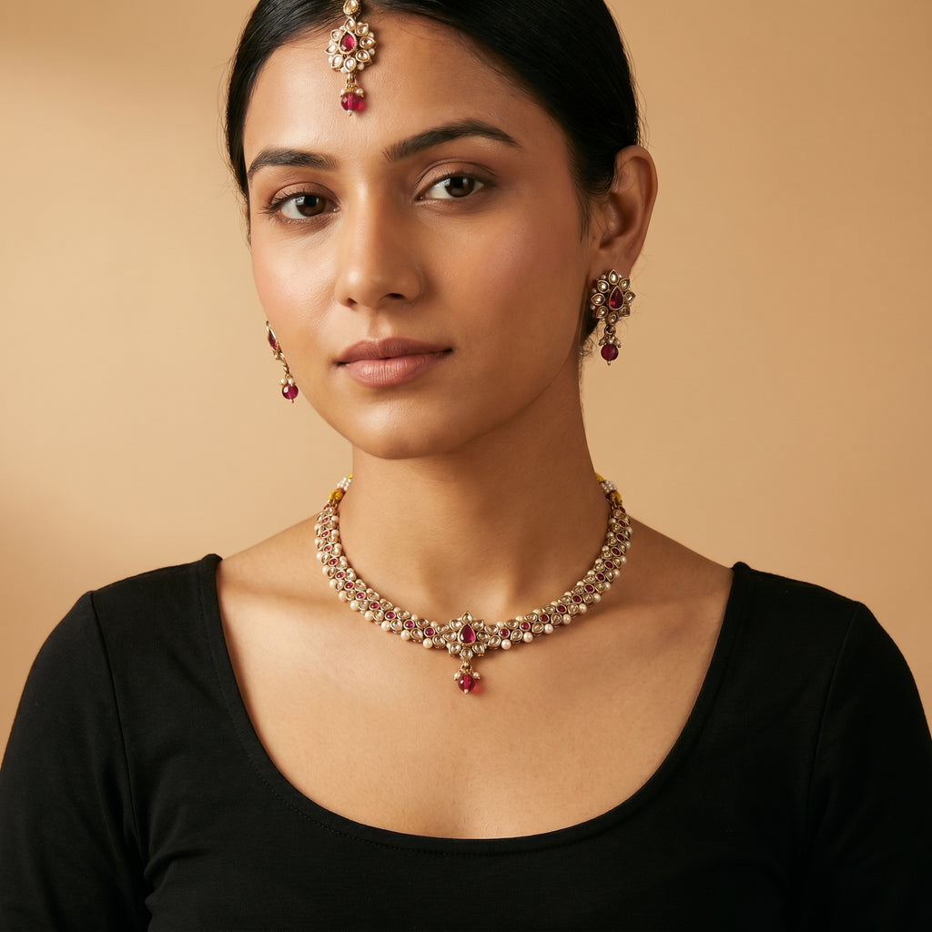 Kundan Pink Necklace