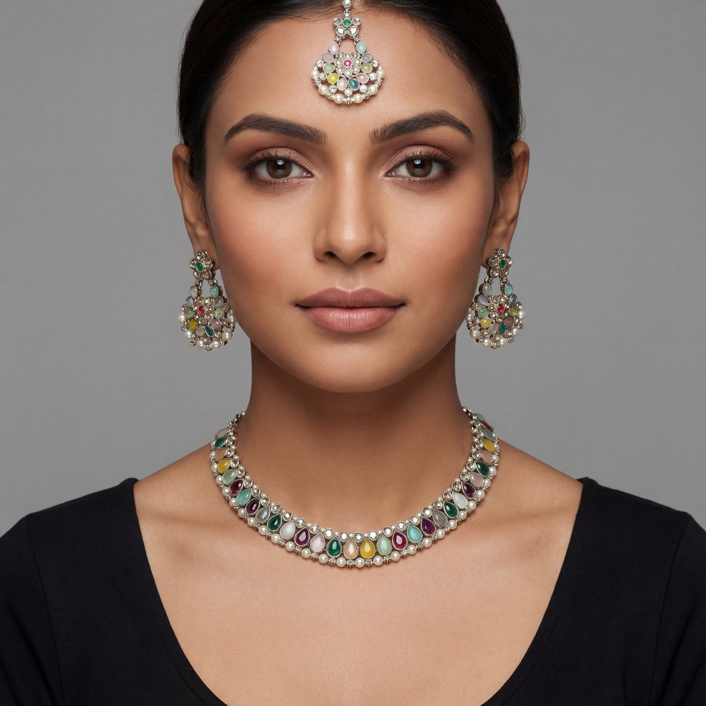 Satrangi Polki Necklace Set