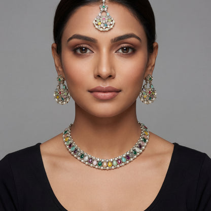 Satrangi Polki Necklace Set