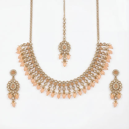 Noorika Peach Drop Necklace Set