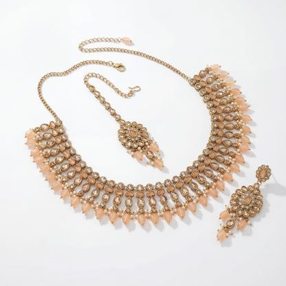 Noorika Peach Drop Necklace Set
