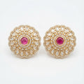 Ruhani Ruby Petal Stud Earrings gold-plated stud earrings for Indian bridal and festive wear