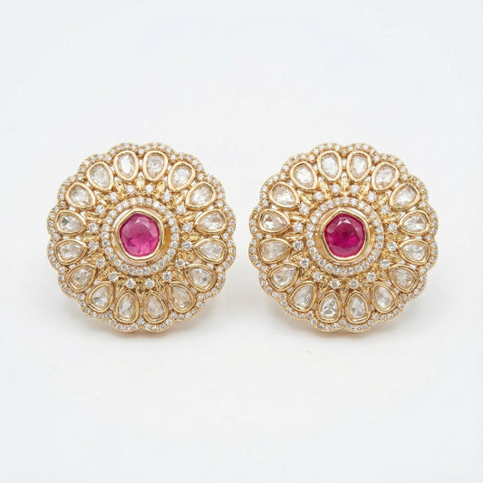 Ruhani Ruby Petal Stud Earrings