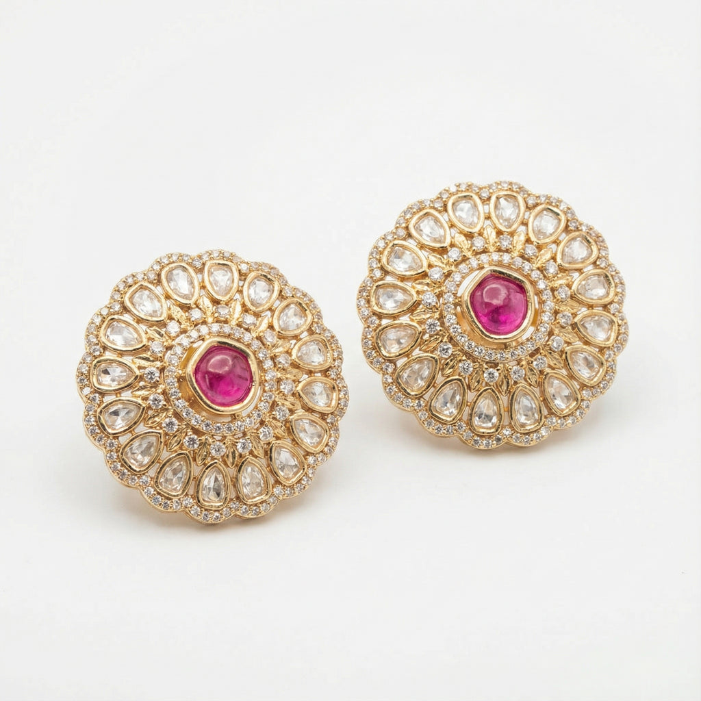 Ruhani Ruby Petal Stud Earrings stud earrings photographed from another angle