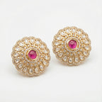 Ruhani Ruby Petal Stud Earrings stud earrings photographed from another angle