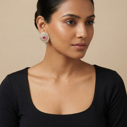 Ruhani Ruby Petal Stud Earrings