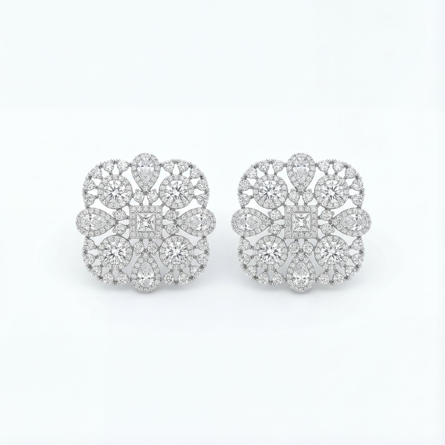Elara Crystal Halo Stud Earrings