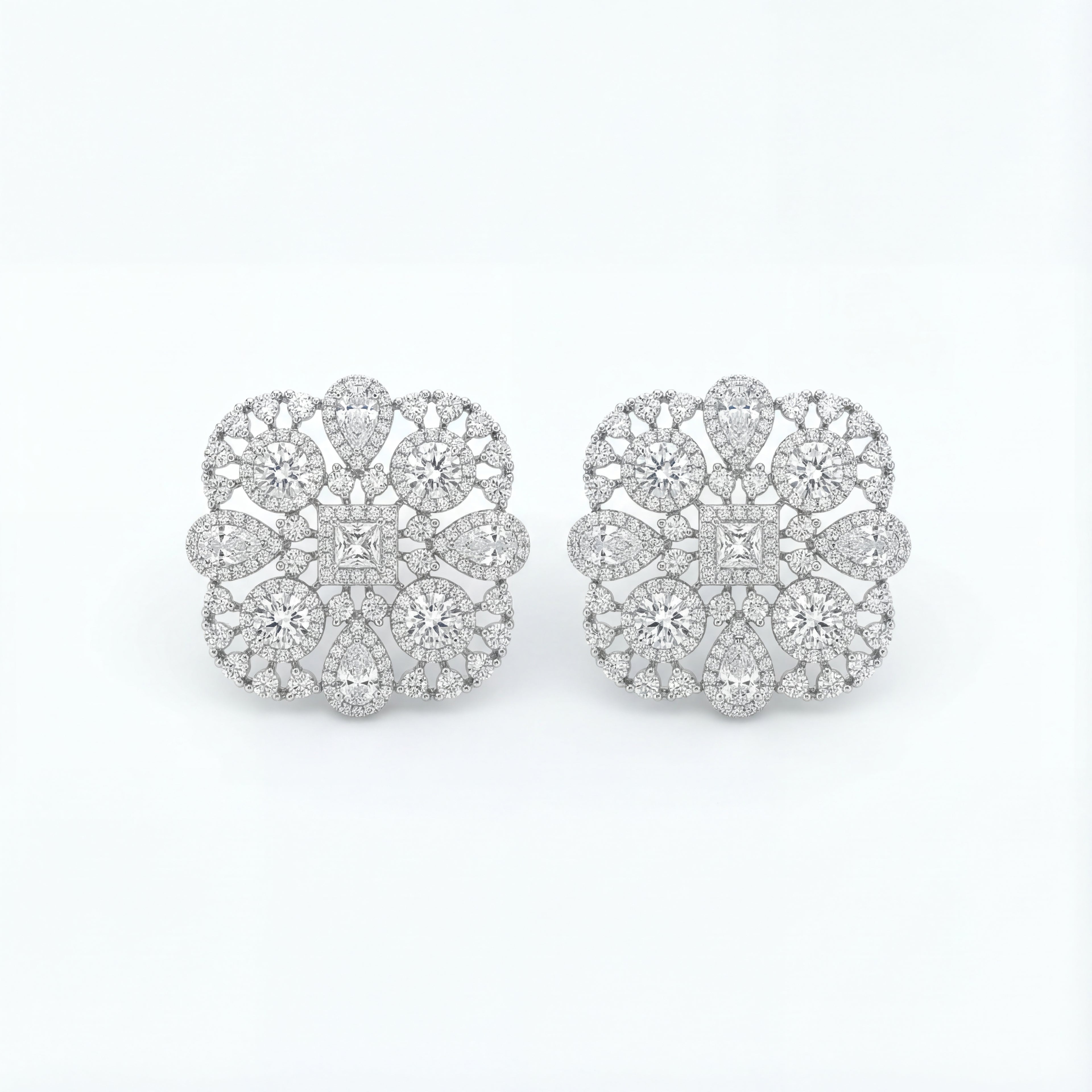 Elara Crystal Halo Stud Earrings gold-plated stud earrings for Indian bridal and festive wear