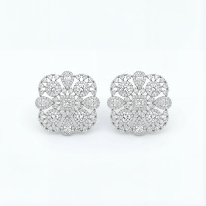 Elara Crystal Halo Stud Earrings