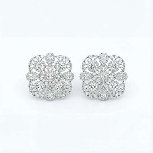Elara Crystal Halo Stud Earrings