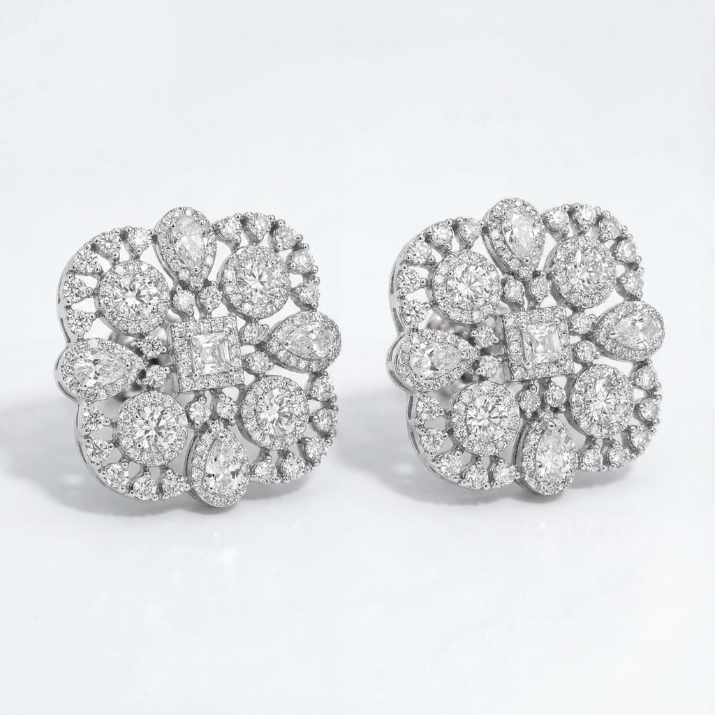 Elara Crystal Halo Stud Earrings stud earrings photographed from another angle