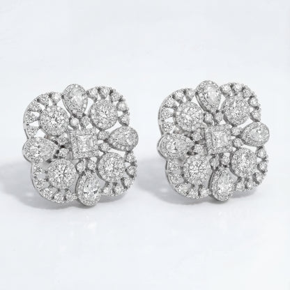 Elara Crystal Halo Stud Earrings