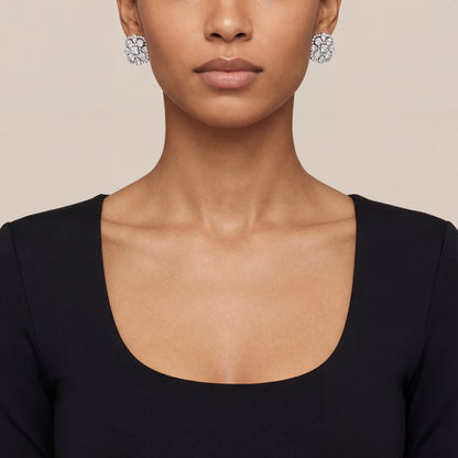 Elara Crystal Halo Stud Earrings