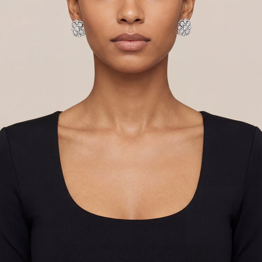 Elara Crystal Halo Stud Earrings