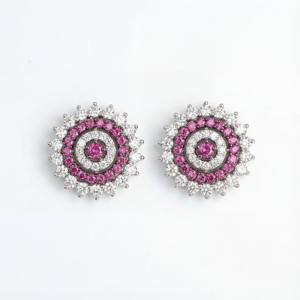 Ruhani Pink Glow Stud Earrings gold-plated stud earrings for Indian bridal and festive wear
