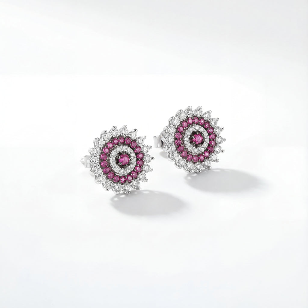 Ruhani Pink Glow Stud Earrings stud earrings photographed from another angle