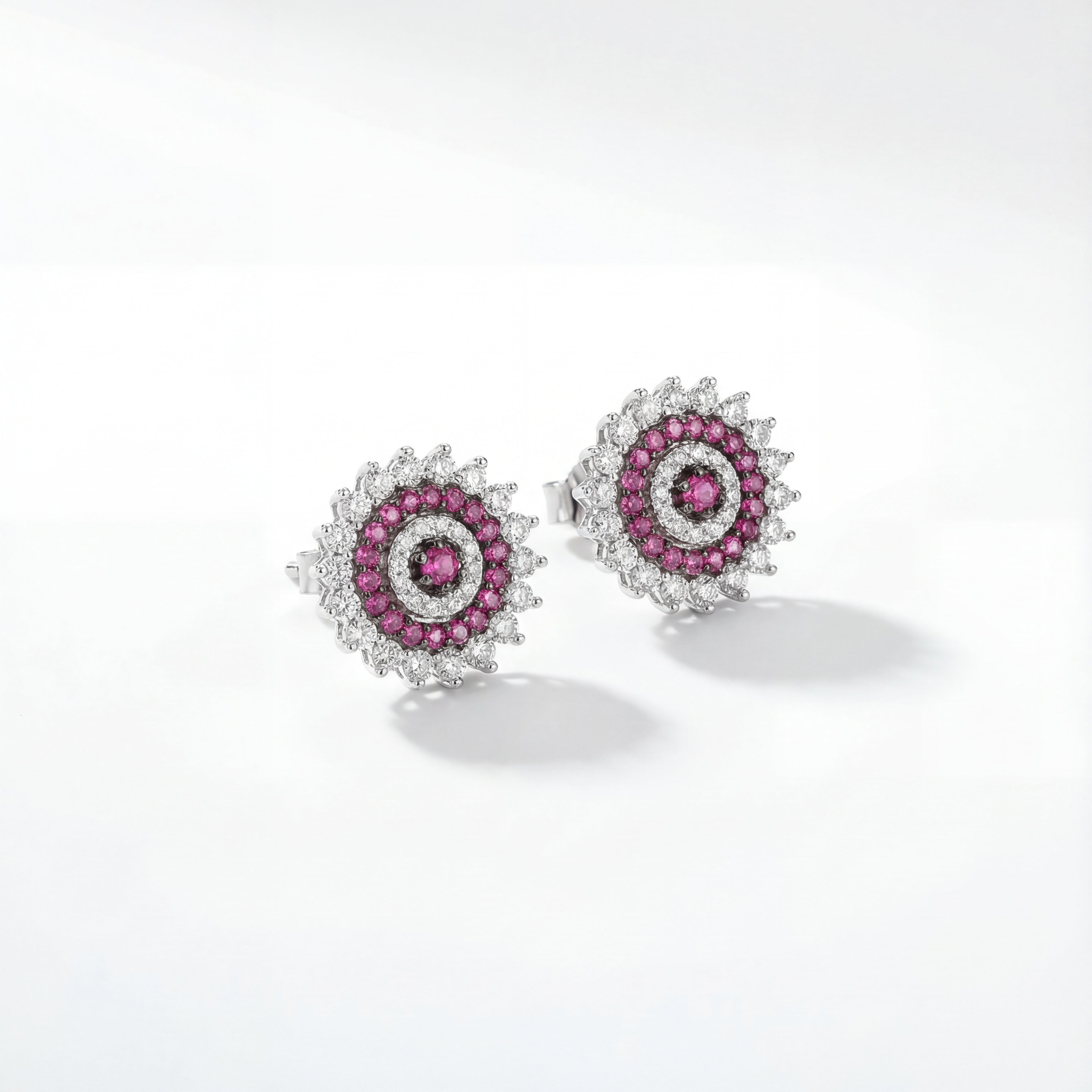 Ruhani Pink Glow Stud Earrings stud earrings photographed from another angle