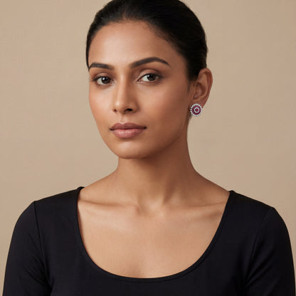 Ruhani Pink Glow Stud Earrings