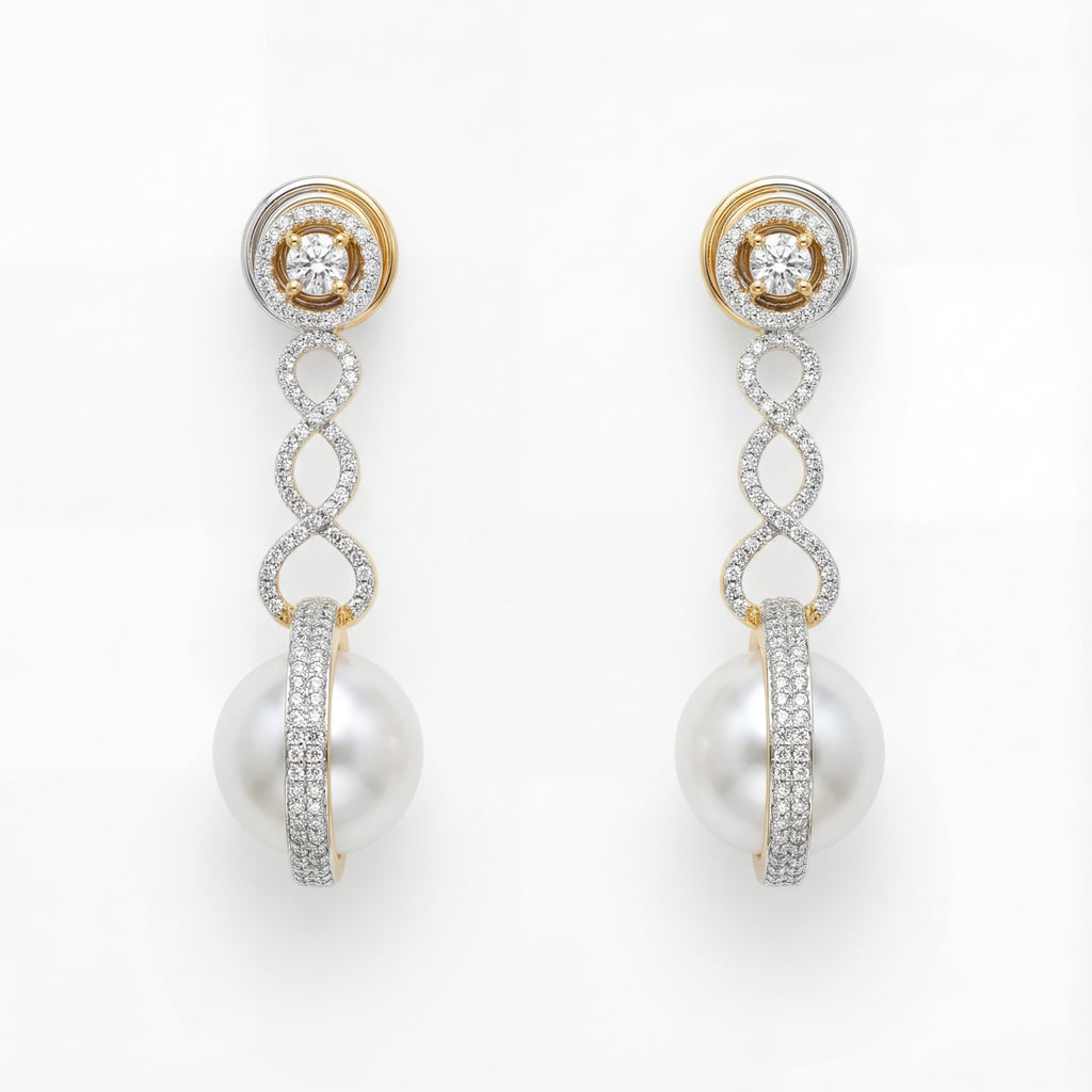 Ruhani Pearl Orbit Earrings gold-plated orbit earrings for Indian bridal and festive wear