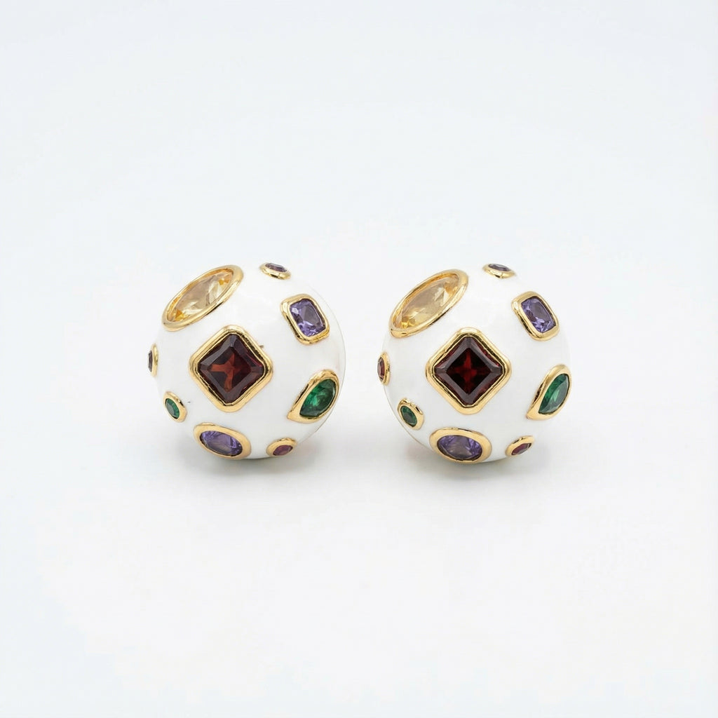 Aira Multicolor Jewel Stud Earrings gold-plated stud earrings for Indian bridal and festive wear