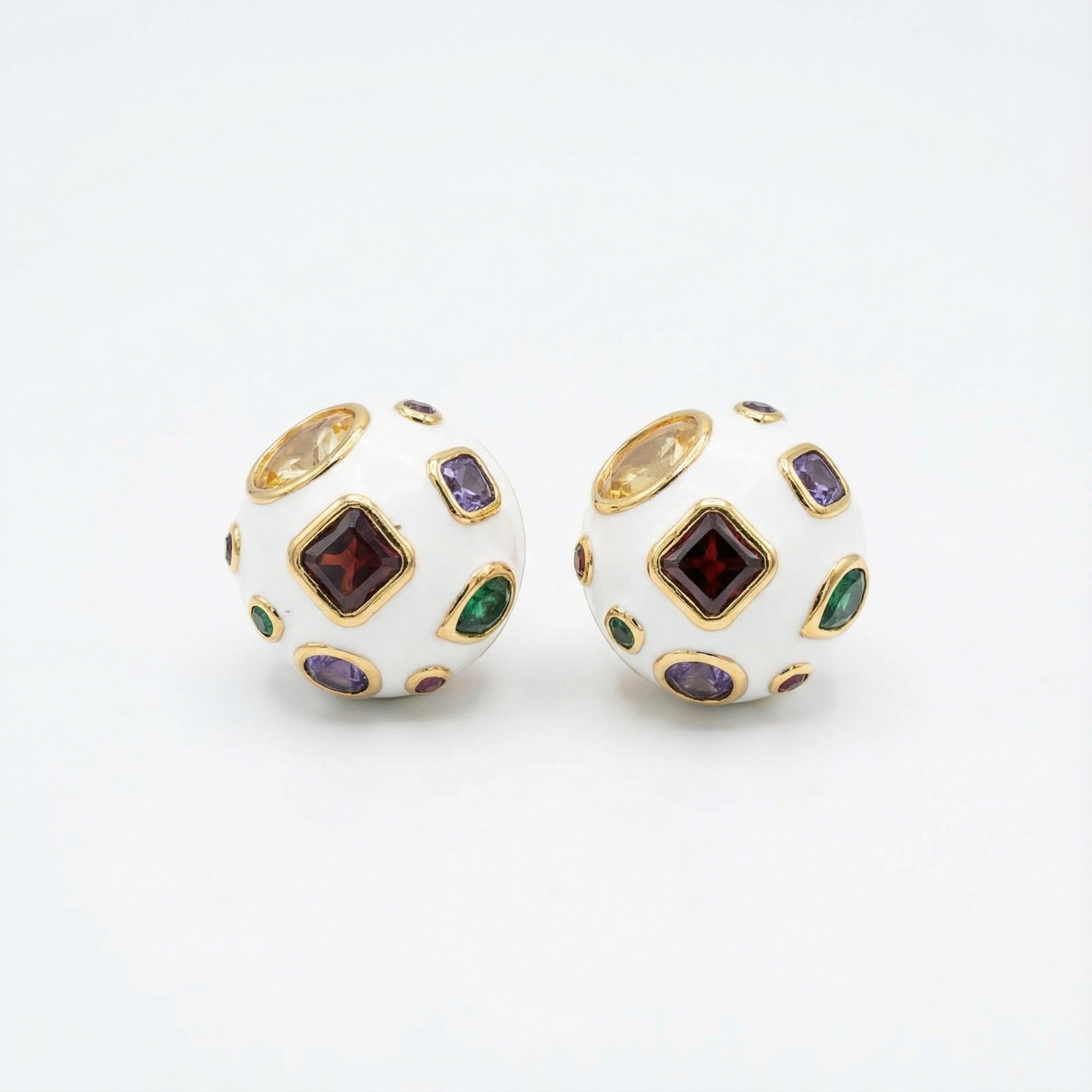 Aira Multicolor Jewel Stud Earrings gold-plated stud earrings for Indian bridal and festive wear