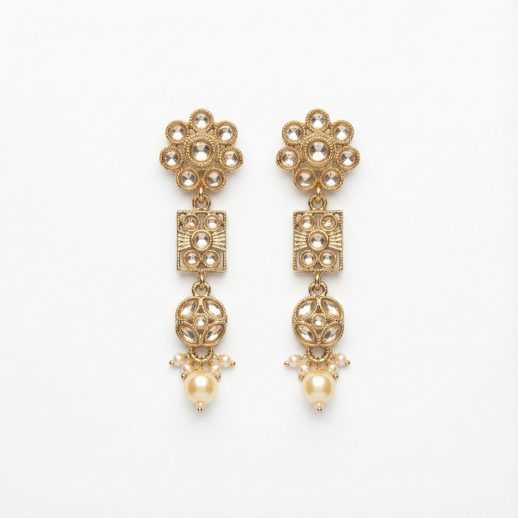Aanya Floral Pearl Earrings
