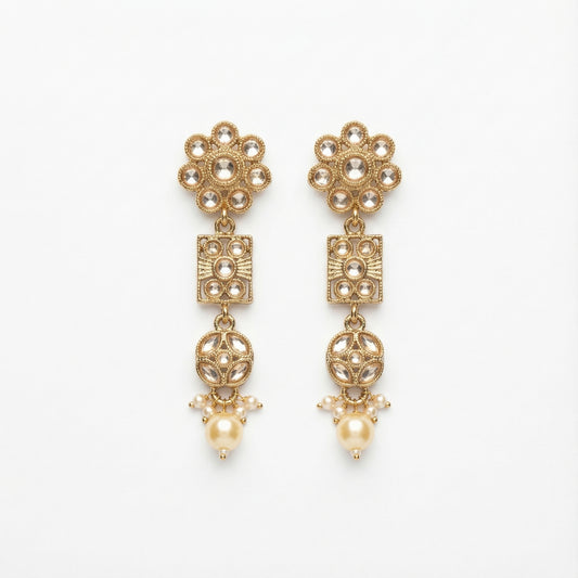 Aanya Floral Pearl Earrings