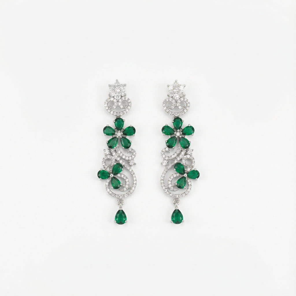 Aira Emerald Luxe Earrings gold-plated statement earrings for Indian bridal and festive wear