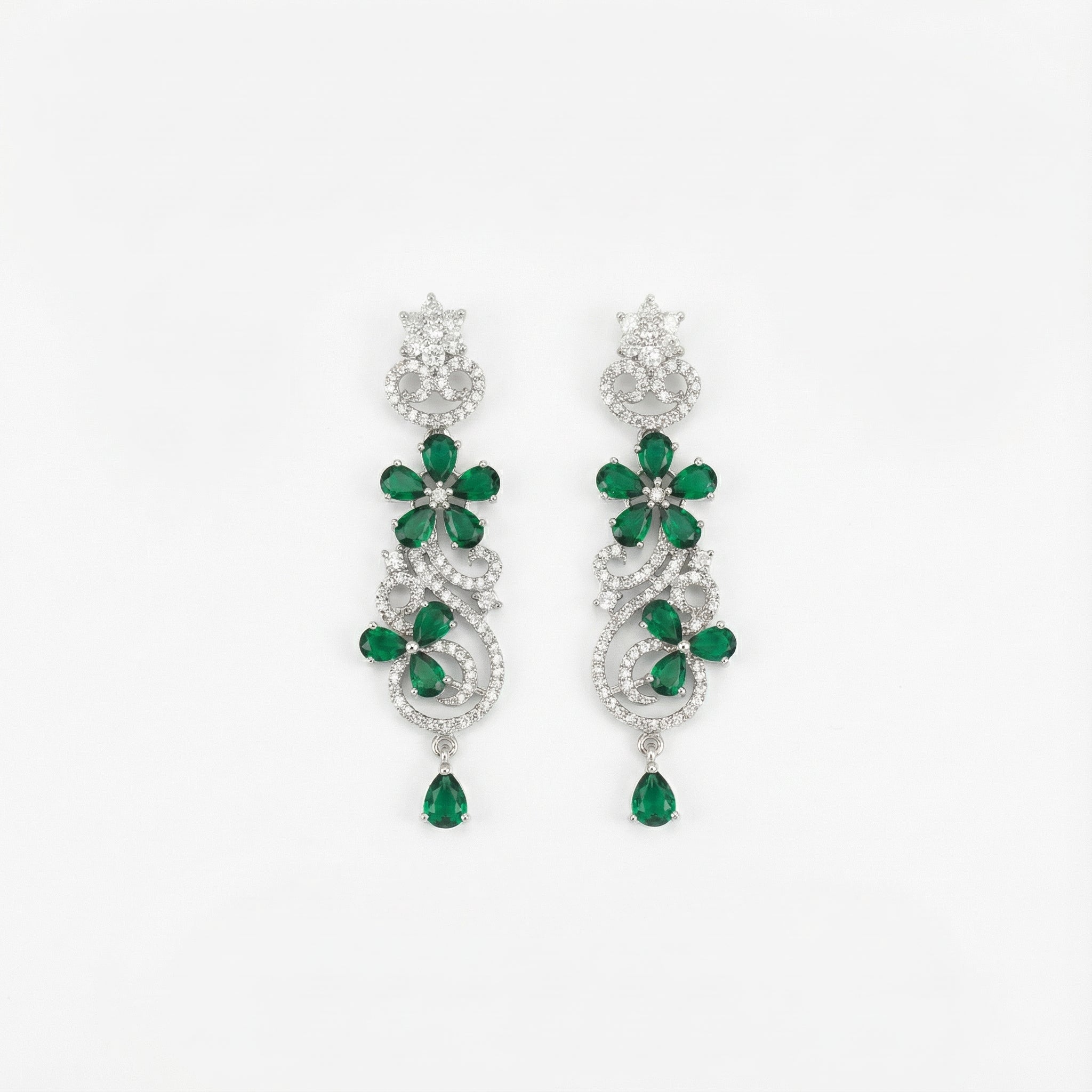 Aira Emerald Luxe Earrings gold-plated statement earrings for Indian bridal and festive wear